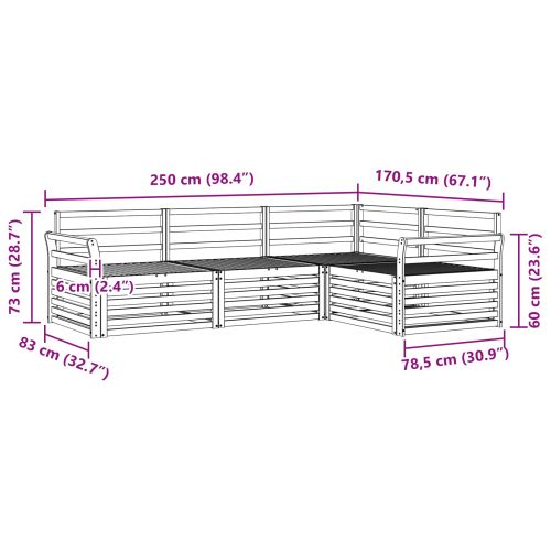 Комплект дивани за открито 4 pcs Естествен