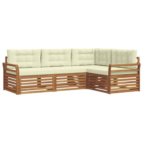 Комплект дивани за открито 4 pcs Натурален и Крема