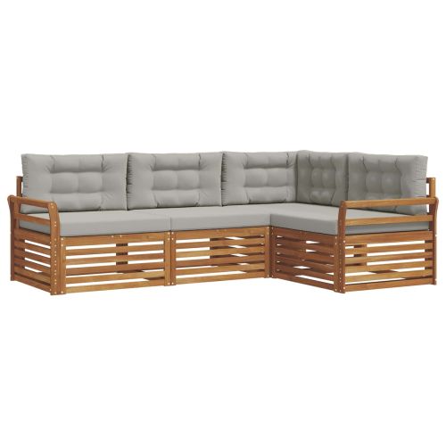 Комплект дивани за открито 13 pcs Естествено и светло сиво