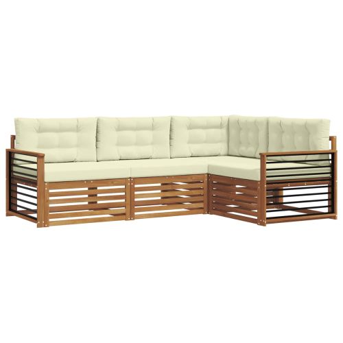 Комплект дивани за открито 4 pcs Натурален и Крема