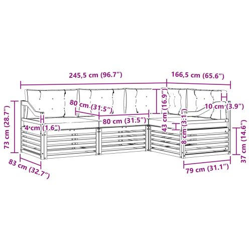 Комплект дивани за открито 4 pcs Натурален и Крема