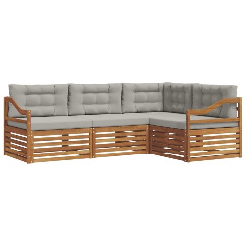 Комплект дивани за открито 4 pcs Естествено и светло сиво