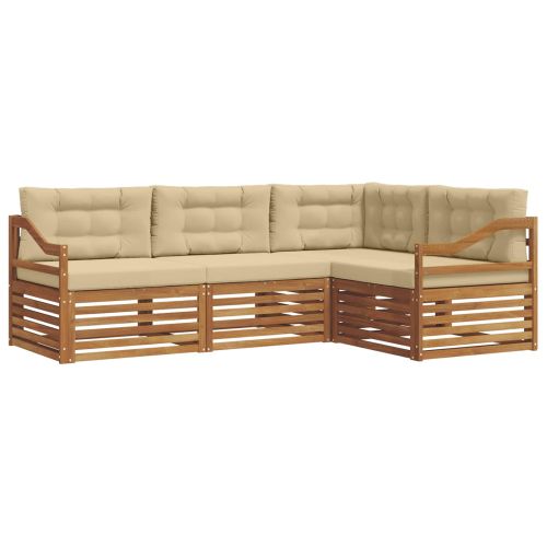 Комплект дивани за открито 4 pcs Натурален и Бежов
