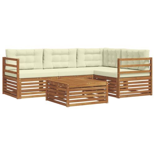 Комплект дивани за открито 5 pcs Натурален и Крема