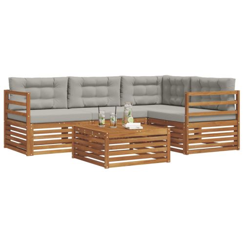 Комплект дивани за открито 5 pcs Естествено и светло сиво