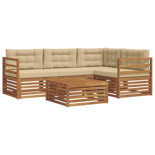 Комплект дивани за открито 5 pcs Натурален и Бежов