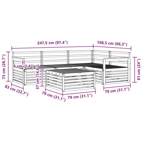 Комплект дивани за открито 5 pcs Естествен