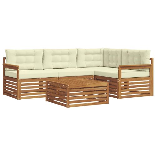 Комплект дивани за открито 5 pcs Натурален и Крема