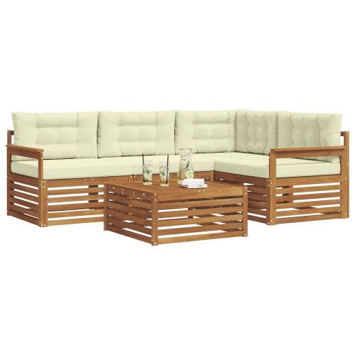 Комплект дивани за открито 5 pcs Натурален и Крема