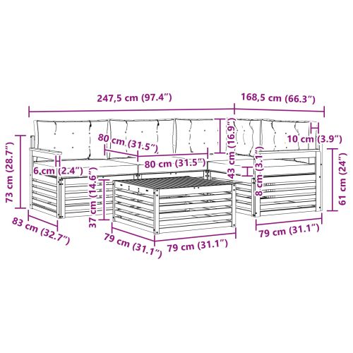Комплект дивани за открито 5 pcs Натурален и Крема