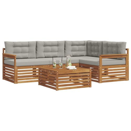 Комплект дивани за открито 5 pcs Естествено и светло сиво