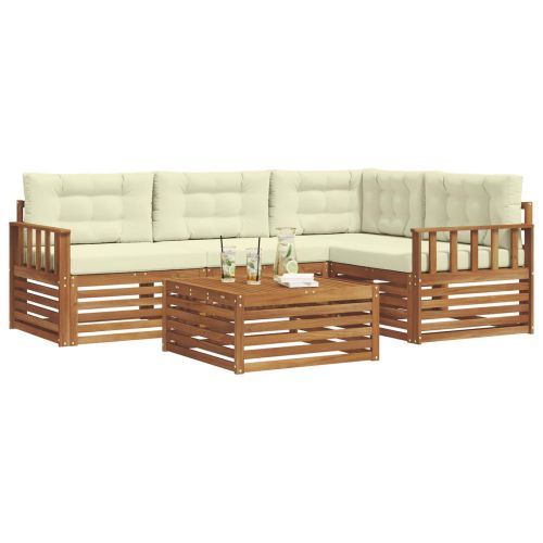 Комплект дивани за открито 5 pcs Натурален и Крема