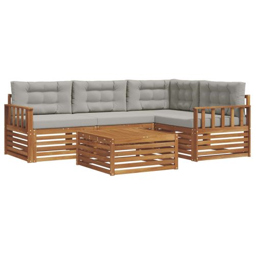 Комплект дивани за открито 5 pcs Естествено и светло сиво