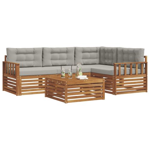 Комплект дивани за открито 5 pcs Естествено и светло сиво