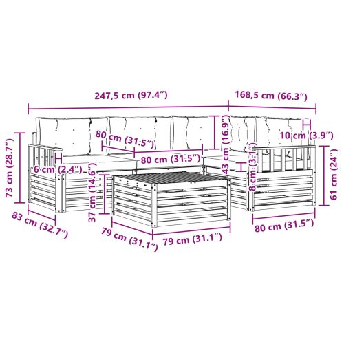 Комплект дивани за открито 5 pcs Естествено и светло сиво
