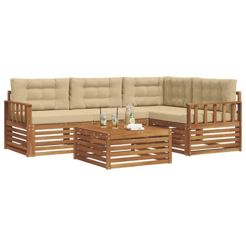 Комплект дивани за открито 5 pcs Натурален и Бежов