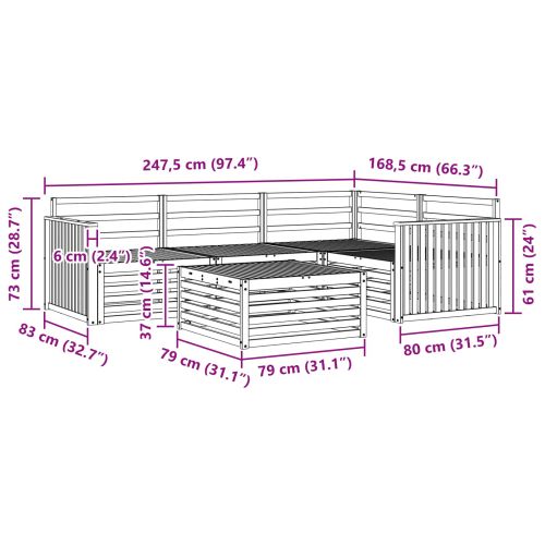 Комплект дивани за открито 5 pcs Естествен