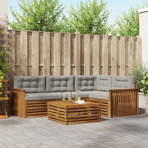 Комплект дивани за открито 5 pcs Естествено и светло сиво