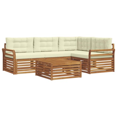 Комплект дивани за открито 5 pcs Натурален и Крема