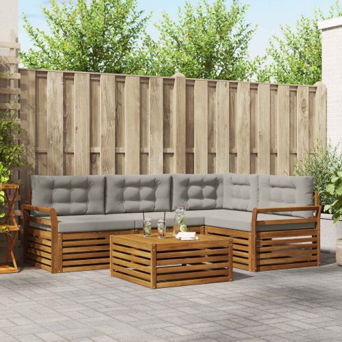 Комплект дивани за открито 5 pcs Естествено и светло сиво