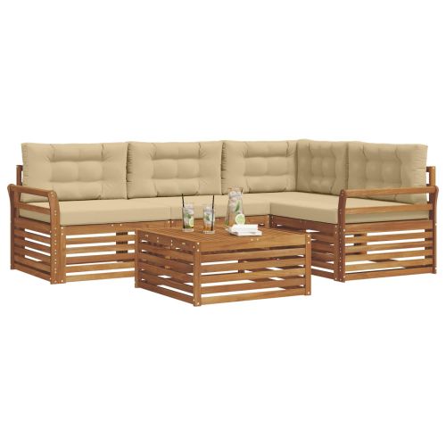 Комплект дивани за открито 5 pcs Натурален и Бежов