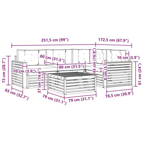 Комплект дивани за открито 5 pcs Натурален и Крема
