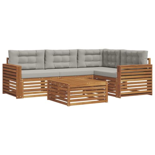 Комплект дивани за открито 5 pcs Естествено и светло сиво