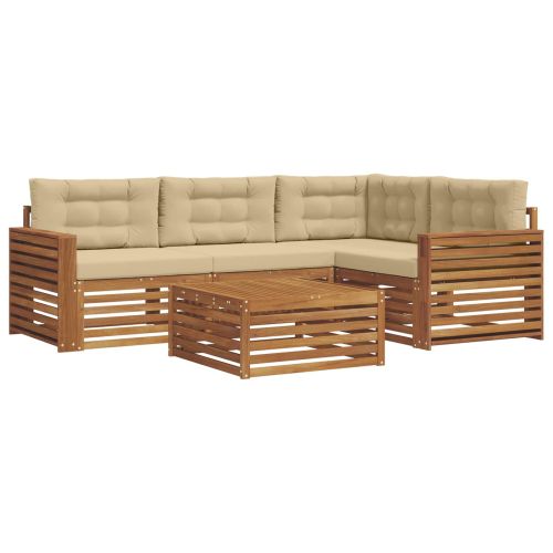 Комплект дивани за открито 5 pcs Натурален и Бежов
