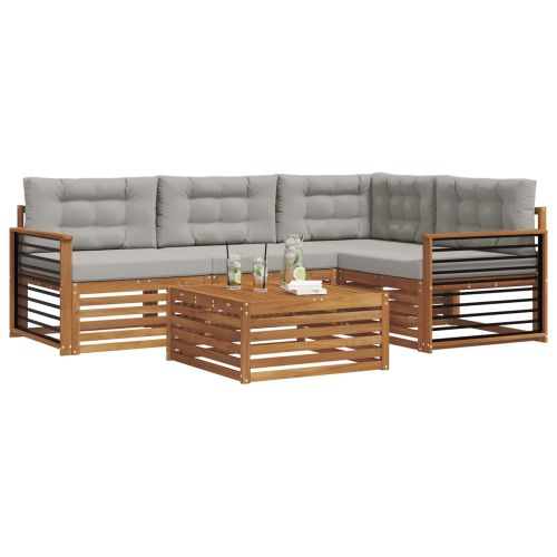 Комплект дивани за открито 5 pcs Естествено и светло сиво