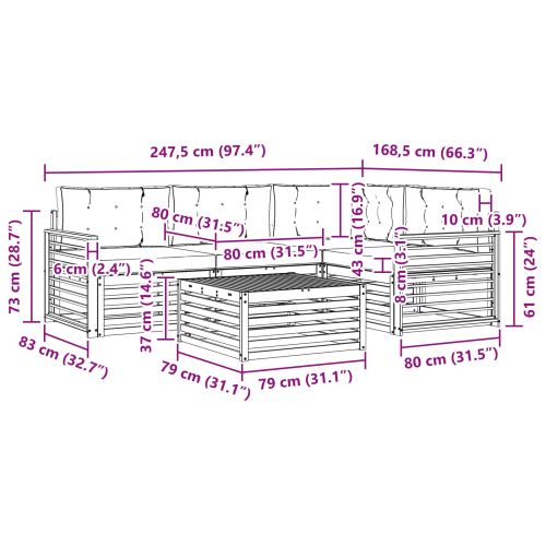 Комплект дивани за открито 5 pcs Натурален и Бежов