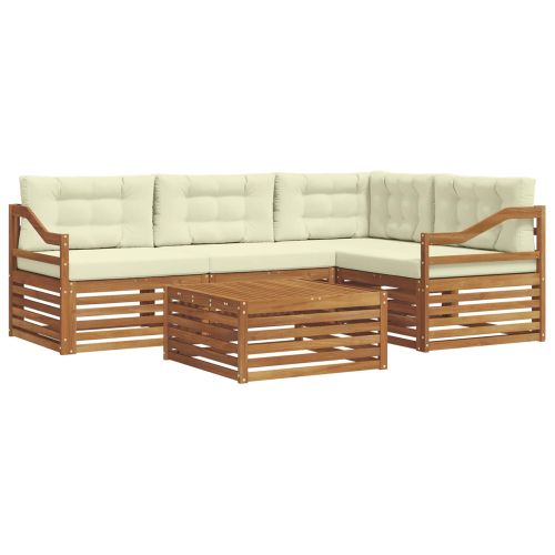 Комплект дивани за открито 5 pcs Натурален и Крема