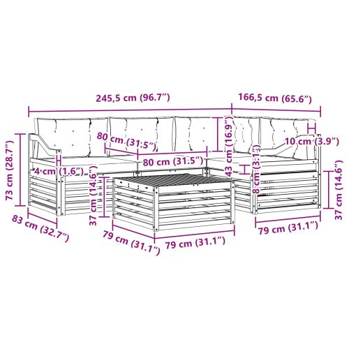 Комплект дивани за открито 5 pcs Натурален и Крема