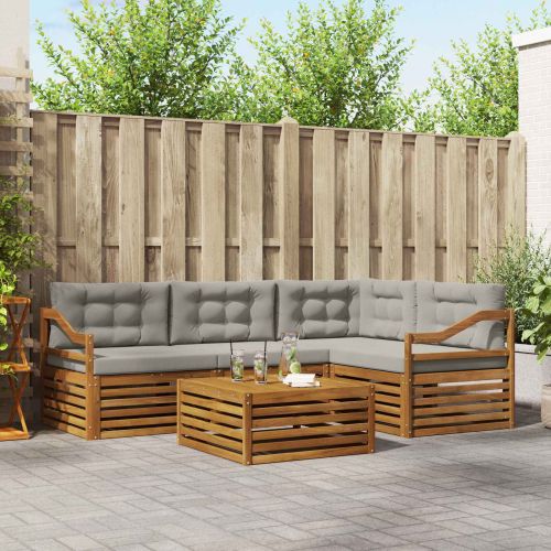 Комплект дивани за открито 5 pcs Естествено и светло сиво