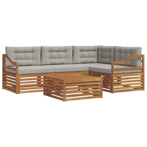 Комплект дивани за открито 5 pcs Естествено и светло сиво