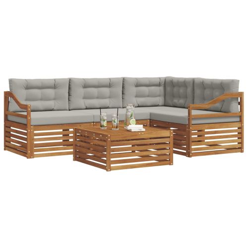 Комплект дивани за открито 5 pcs Естествено и светло сиво