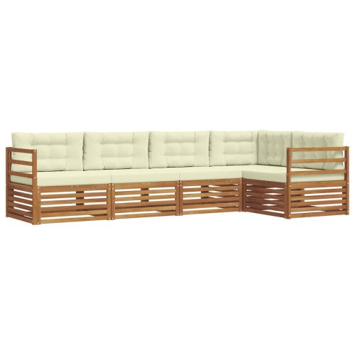 Комплект дивани за открито 5 pcs Натурален и Крема