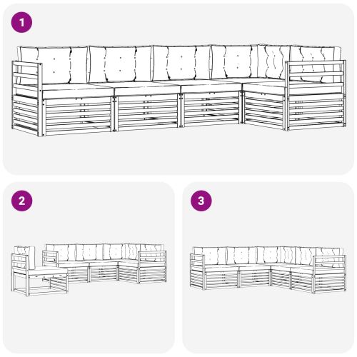 Комплект дивани за открито 5 pcs Натурален и Крема