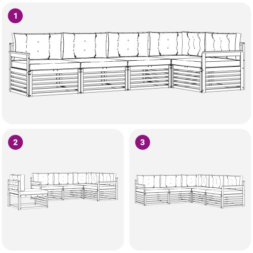 Комплект дивани за открито 5 pcs Натурален и Крема