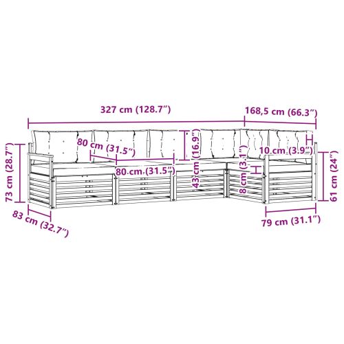 Комплект дивани за открито 5 pcs Натурален и Крема