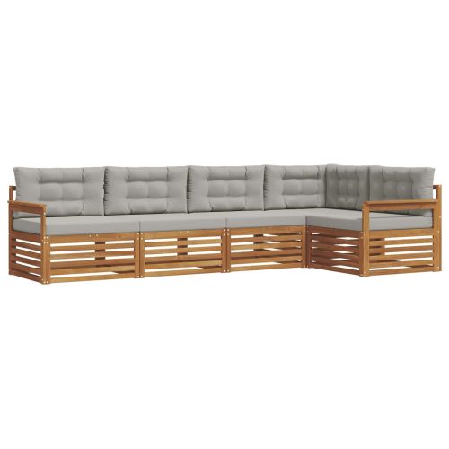 Комплект дивани за открито 5 pcs Естествено и светло сиво