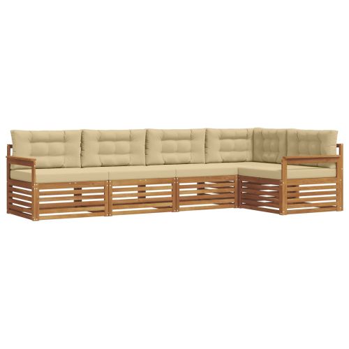 Комплект дивани за открито 5 pcs Натурален и Бежов