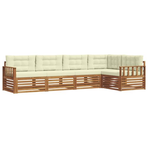 Комплект дивани за открито 5 pcs Натурален и Крема