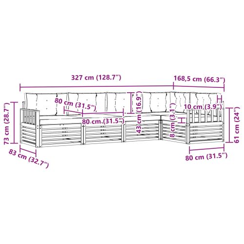 Комплект дивани за открито 5 pcs Натурален и Бежов