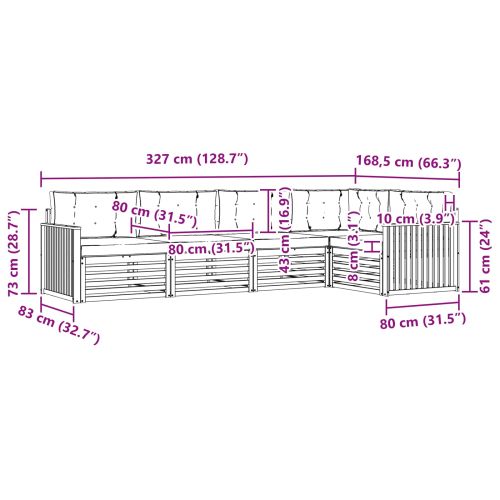 Комплект дивани за открито 5 pcs Натурален и Крема