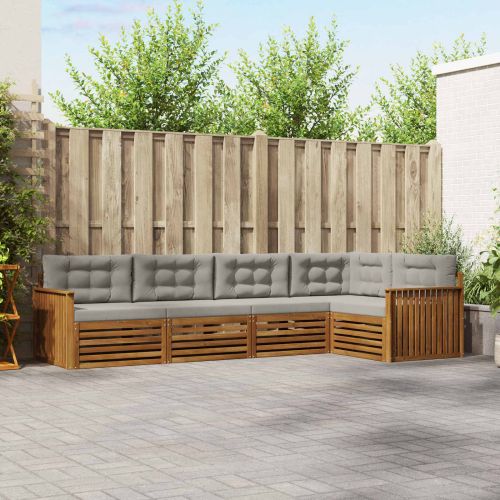 Комплект дивани за открито 5 pcs Естествено и светло сиво