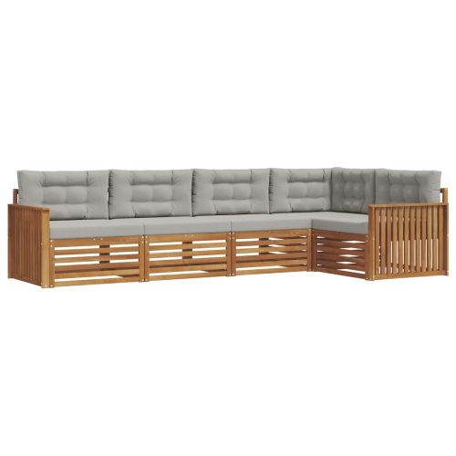 Комплект дивани за открито 5 pcs Естествено и светло сиво