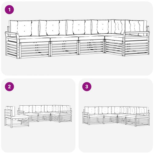 Комплект дивани за открито 5 pcs Натурален и Крема