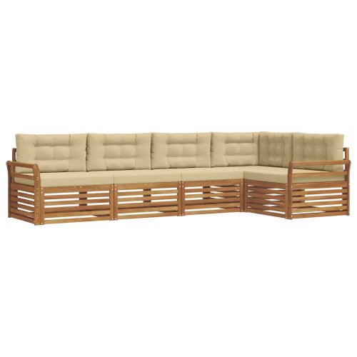 Комплект дивани за открито 5 pcs Натурален и Бежов