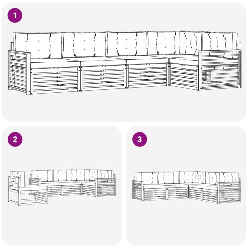Комплект дивани за открито 5 pcs Натурален и Крема