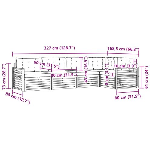 Комплект дивани за открито 5 pcs Натурален и Бежов